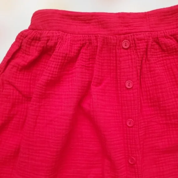 Anthropologie faux button down mini skirt, 29", red - Picture 4 of 10